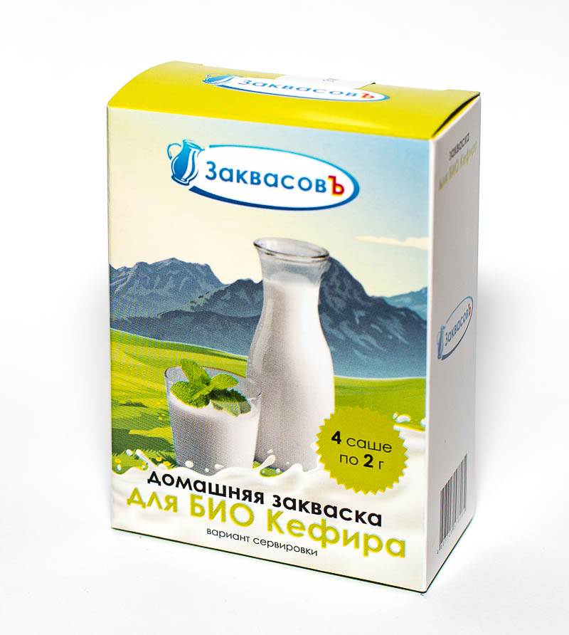 ЗаквасовЪ «БИО Кефир»,
упаковка 4 саше по 2 гр.
+1 саше в подарок!