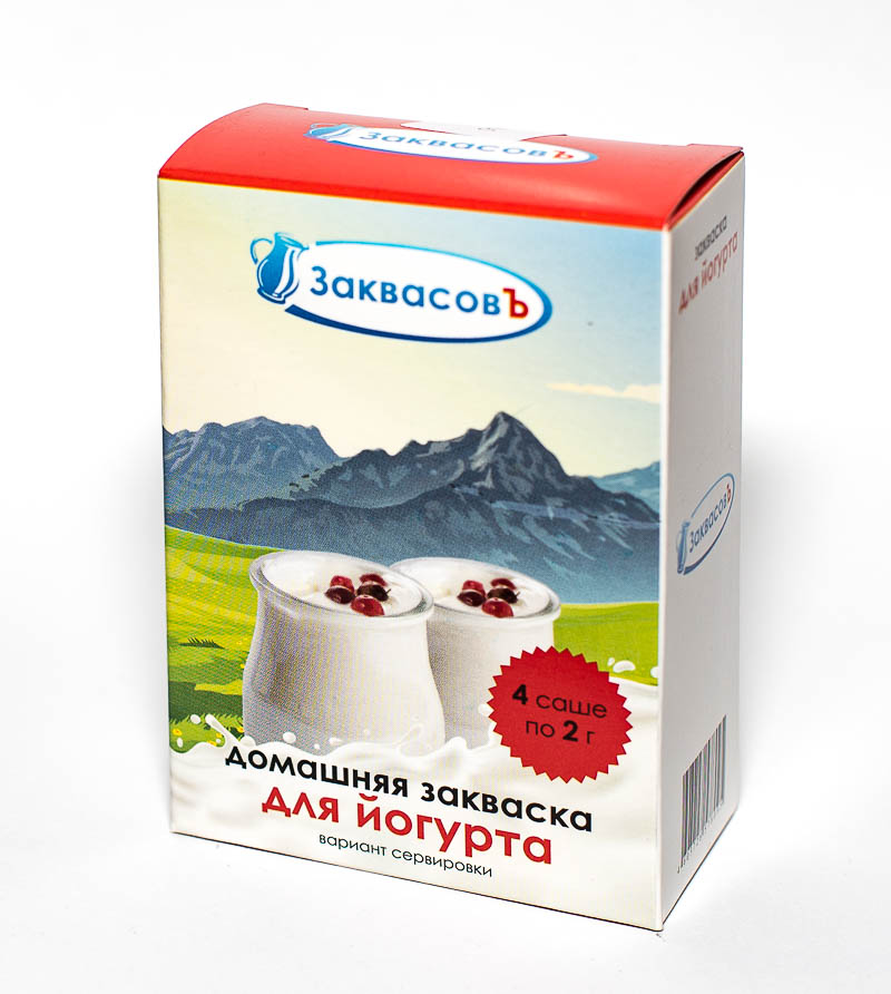 ЗаквасовЪ «Йогурт», 
упаковка 4 саше по 2 гр.
 + 1 саше в подарок!