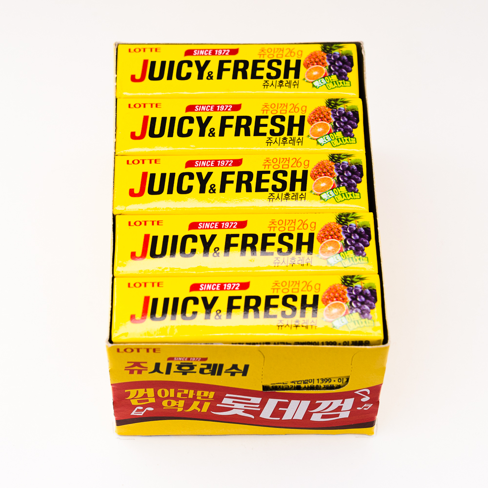 Жевательная резинка «LOTTE» JUICY & FRESH
блок 15 уп. по 9 пластин