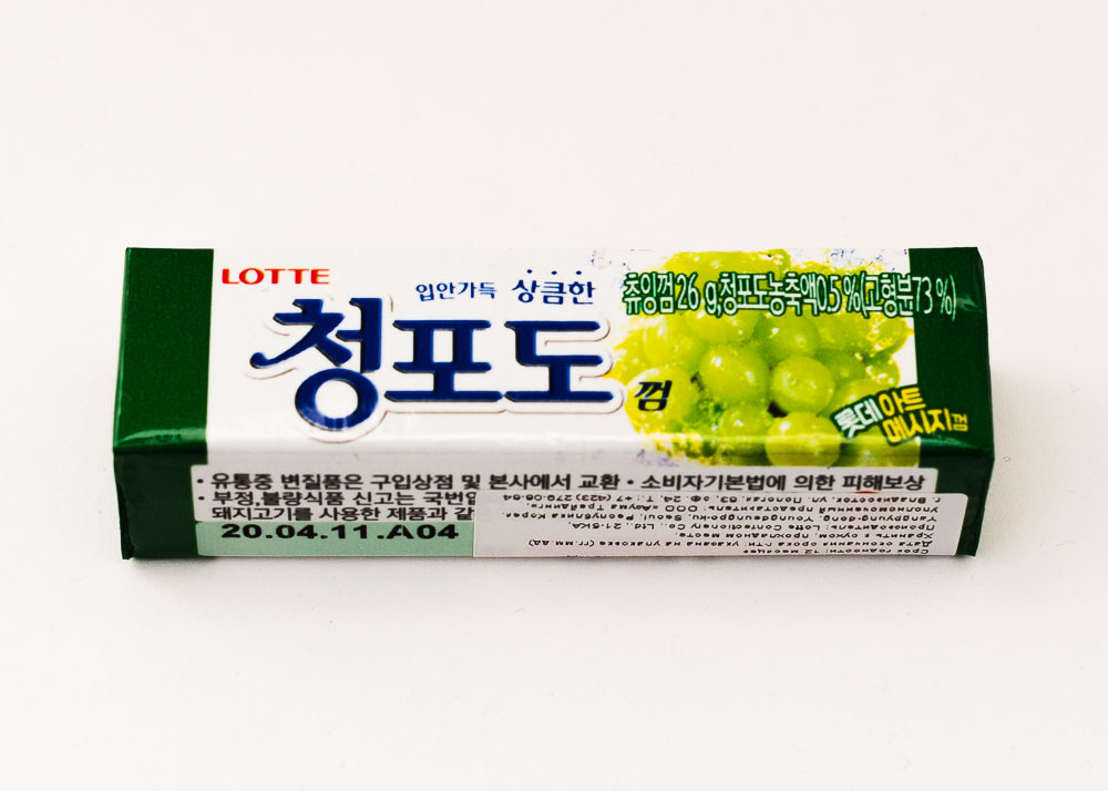 Жевательная резинка «LOTTE» со вкусом 
ЗЕЛЁНОГО ВИНОГРАДА
упаковка 9 пластин